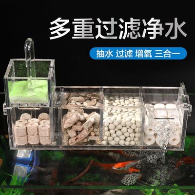 鱼缸过滤系统过滤器循环水族箱三合一小型过滤盒滴流槽壁挂净水