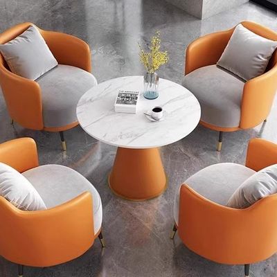 高端单人沙发茶几组合酒店售楼处接待洽谈桌椅套装办公沙发会客椅