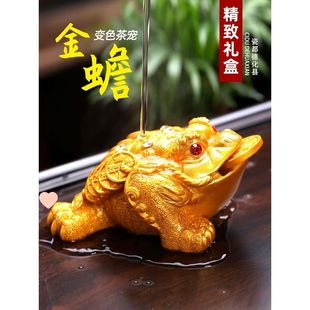 金蟾茶宠摆件可养变色茶具配件茶桌茶盘茶玩金蝉茶台蟾蜍