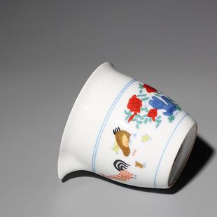 斗彩鸡缸杯茶海公道景德镇陶瓷功夫茶具复古分茶器匀杯倒茶公杯