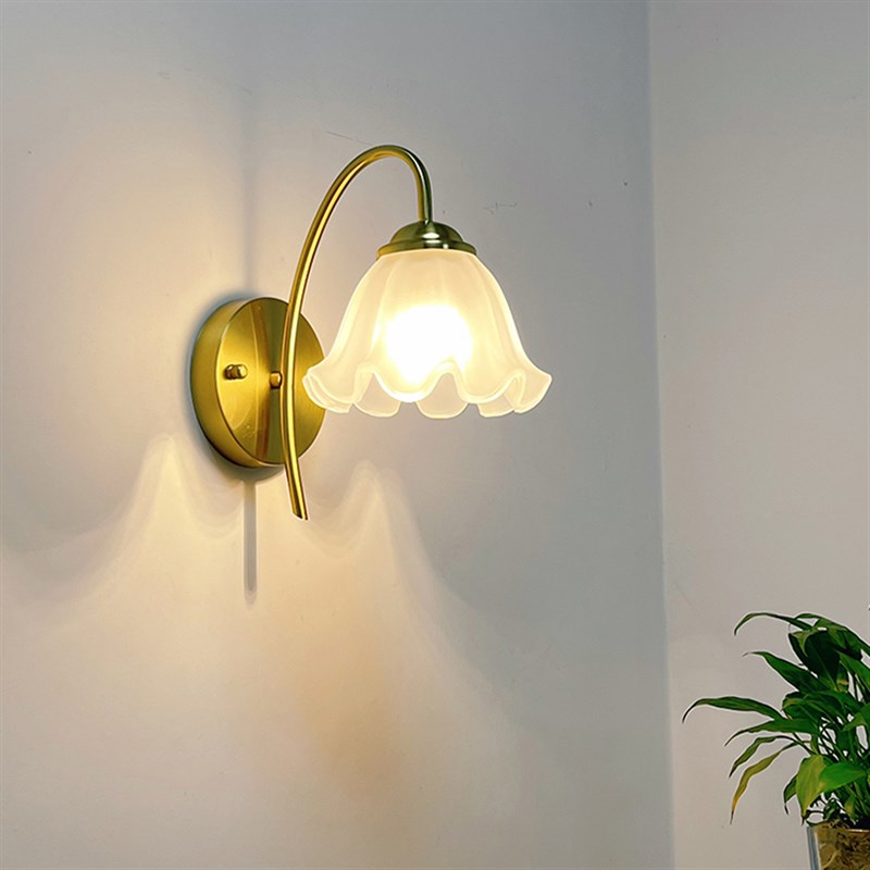 法式田园花d朵奶油风床头壁灯北欧创意网红阳台过道客厅背景墙灯
