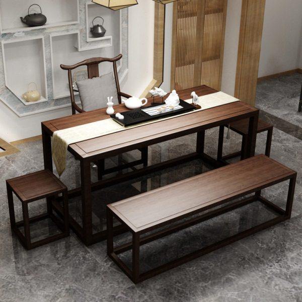 新中式实木茶桌简约客厅茶桌椅组合长条凳茶室休闲禅式松木茶台桌,商业/办公家具,茶台/茶桌,淘宝优惠券,粉丝福利购,淘宝优惠卷