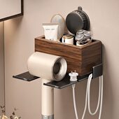 筒架子吹支架?中??机机胡桃木化古?吸置物架免打孔?浴室室吹