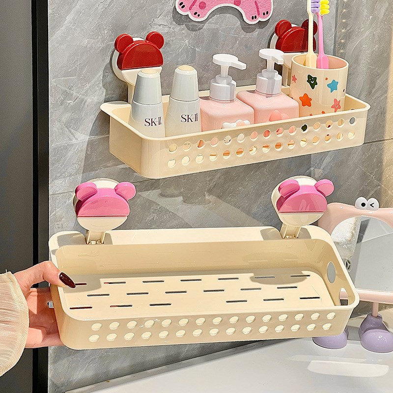 家居卫生间厨房壁挂吸盘置物架收纳篮杂物橱柜收T纳日用品生活用