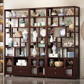 置物架新中式 非茶具茶叶博古架架子摆件书架落地展示柜茶室实木