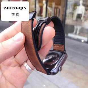 疯马纹适用oppo watch3/2/4pro表带se男女4pro真皮磁吸扣硅胶新款