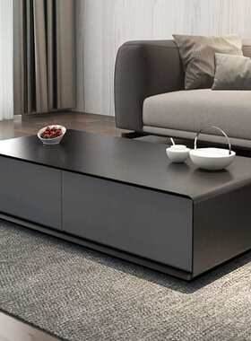 现代客厅简约茶几北欧长方形大小户型创意储物高级黑灰色茶桌茶台