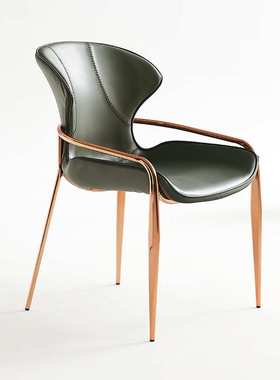 WGX-705椅子设计师现代轻奢扶手餐椅意式马鞍皮简奢家用餐厅靠背