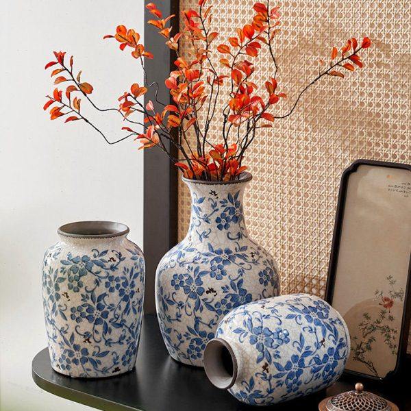 新中式青花瓷花瓶大绿植插花水养复古陶瓷花器客厅玄关装饰品摆件,鲜花速递/花卉仿真/绿植园艺,花瓶,淘宝优惠券,粉丝福利购,淘宝优惠卷