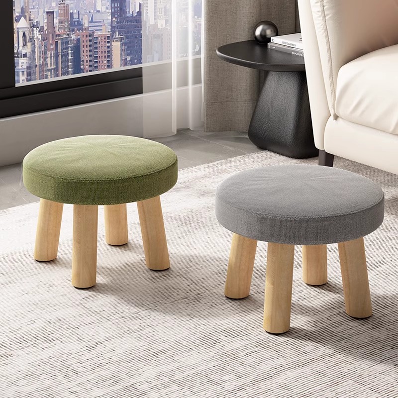 小凳子家用d实木腿圆凳可爱布艺儿童生肖矮凳蘑菇凳卡通创意小板