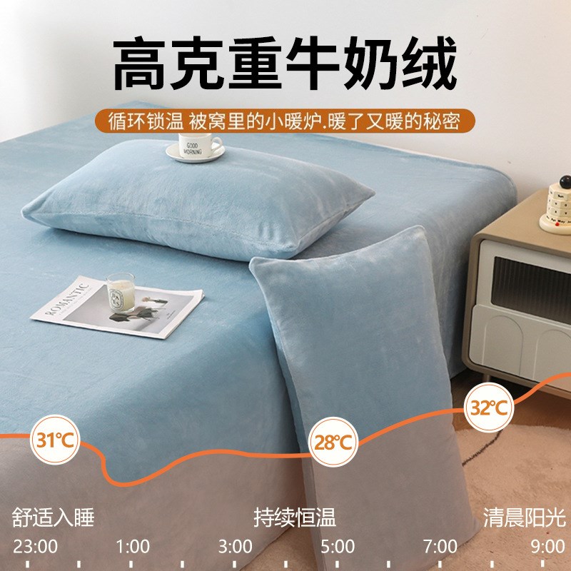 冬季牛奶a绒床单单件加绒加厚珊瑚绒被单纯色法兰绒学生宿舍床垫