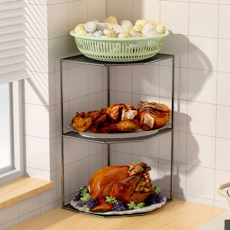 厨房备菜置物架多层配菜碗v碟盘架多功能收纳神器台面放菜架子锅