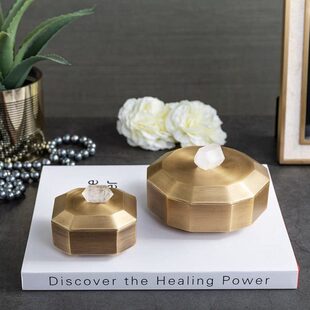 古风收纳盒子悦家居铜制品装饰玉石首饰摆件生活中式环球水晶软装