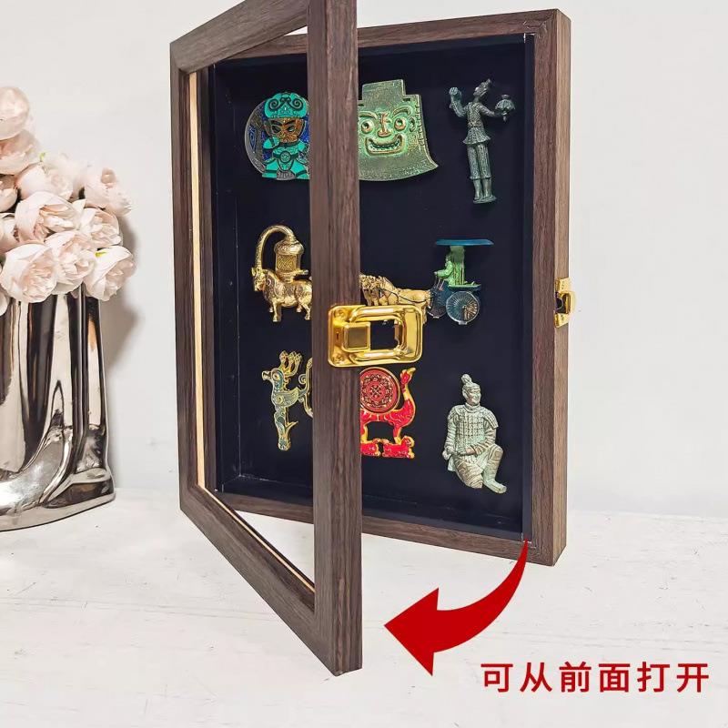 博物馆冰箱贴展示框磁吸磁力收纳收藏展示板黑板翻盖实木相框其他