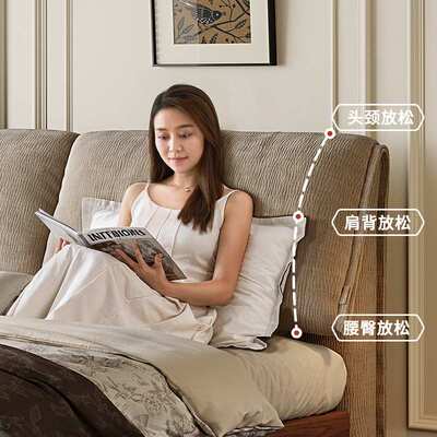 佐尔适大象耳朵雪尼尔主卧小户型轻奢复古风实木极简齐边双人床