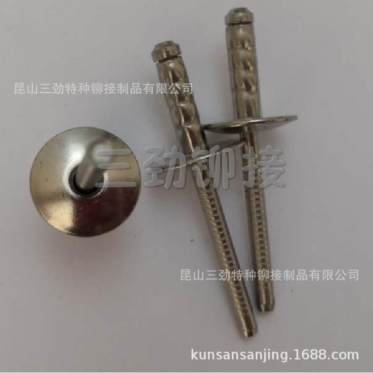 单鼓大帽铆钉4.8大帽沿单鼓抽芯铆钉 结构型大扁头全钢单鼓拉铆钉