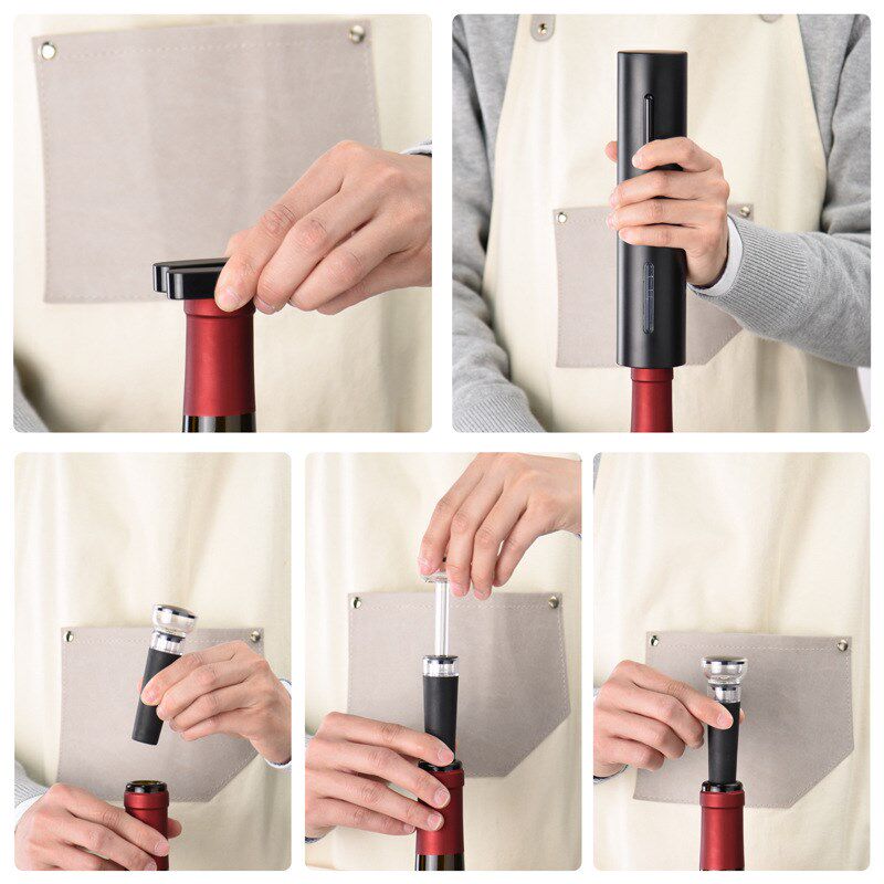 跨境热销电动开瓶器 厨房家电四合一干电池充电式红X酒电动开瓶器