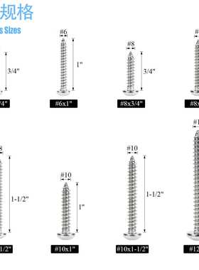 310pcs不锈钢304GB845#6~#12十字盘头自攻螺丝自攻钉跨境盒装
