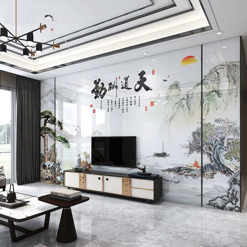 简约现代岩板电视背景护墙瓷砖大理石材轻奢影视墙微晶石客厅墙壁