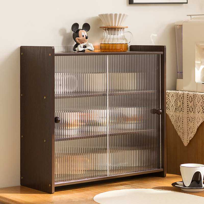 桌上置物架杯子收纳架收纳柜子收纳盒防尘日式餐桌桌面咖啡办公室