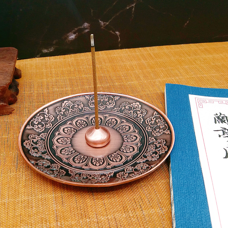 金属香炉c盘莲花香盘接灰碟线香盘香塔香香炉家用室内熏香摆件香