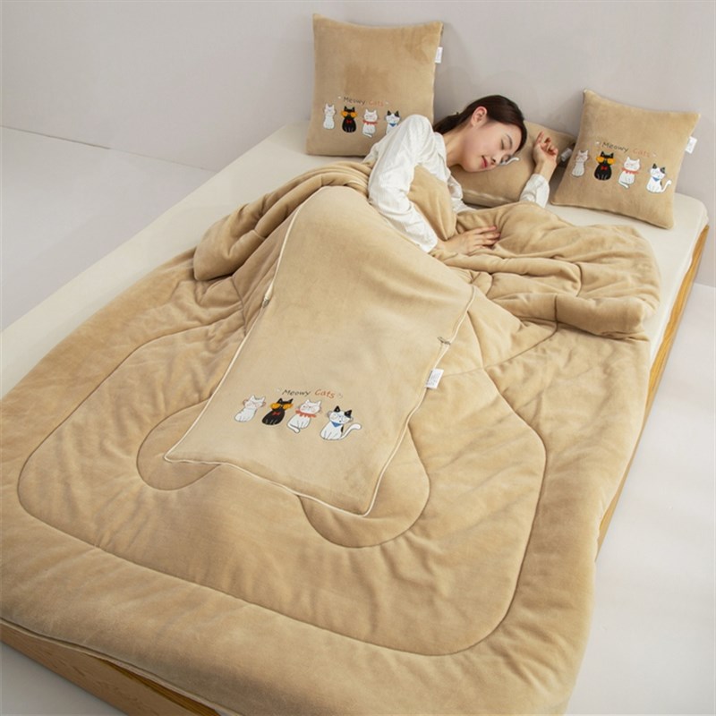 加厚加绒a抱枕被子两用沙发靠枕办公室午睡枕头被汽车靠背靠垫冬