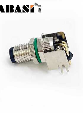 凯巴斯  M8连接器法兰座航空插头3芯4芯传感器直弯头防水头直插式