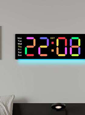 新品创意挂钟简约大屏LED钟客厅时钟特色氛围灯多功能钟表6691R