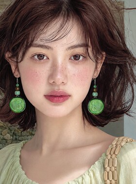S925纯银夏日清新水果付瓜片耳钩