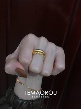 S925纯银泥鳅背麦穗编织戒指小众