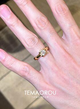 S925纯银复古爆闪金色方钻戒指女