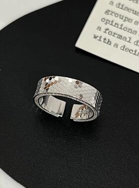 S925纯银清冷感碎冰冰戒指女小众