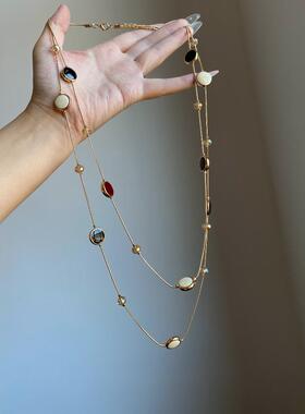 中古vintage双层虎眼石串珠项链