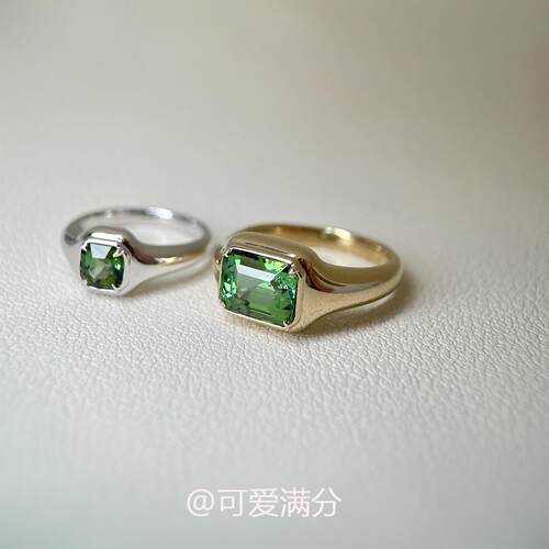 S925纯银复古绿色方糖戒指女2026