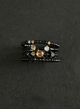 S925纯银复古暗黑风多层环绕戒指