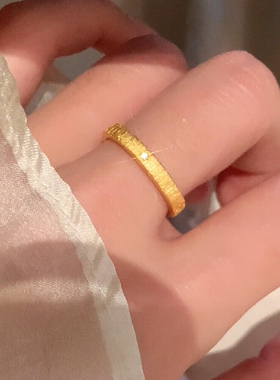 S925纯银老钱风拉丝八芒星戒指女