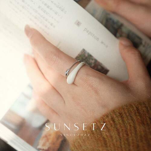 S925纯银小众珐琅滴釉戒指女指环