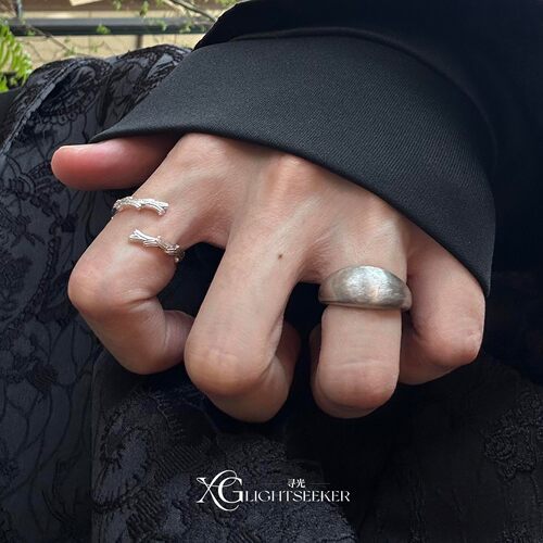 S925纯银哑光拉丝枝蔓戒指女小众