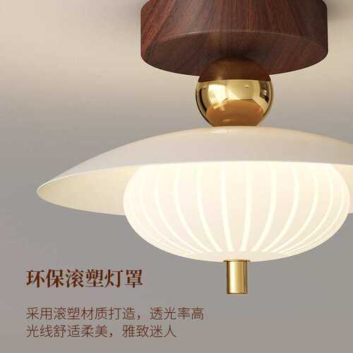 过道灯中古风玻璃吸顶灯走廊过道玄关卧室灯吊灯法式奶油风装饰灯