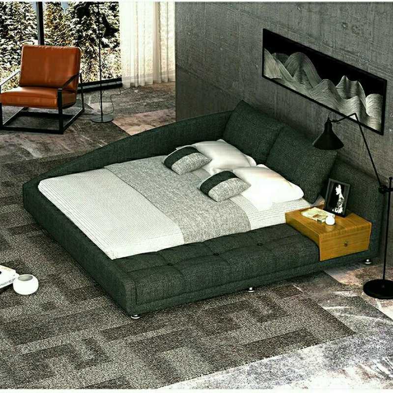 主卧北欧榻榻米布艺床简约现代卧室榻榻米床极简软床意式可拆洗