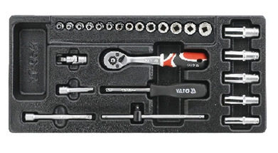 欧洲易尔拓YATO工具25件1/4六角套筒组套YT-5541托盘式