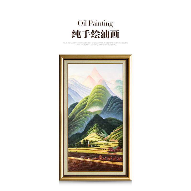 瑞杰 手绘油画《巨人山》欧美风格走廊过道挂画 玄关竖版画 名画
