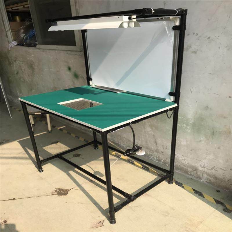 珠三角厂家黑色防静电精益管操作台晒网看板工作台