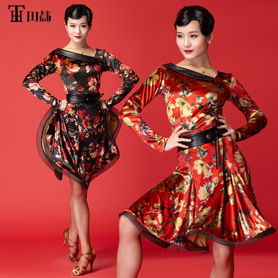 田慧 新款成人女式旗袍拉丁舞连衣裙练习裙年会表演服62220