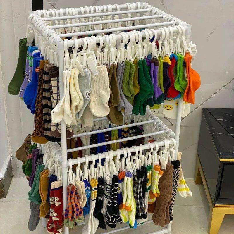 袜子收纳挂架置物架大容量阳台家用服装店分层分类小架子夹子