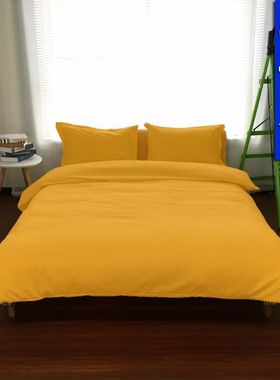 姜黄色金秋黄纯金黄色四件套灰色床上用品卡O其色四季款单人三件