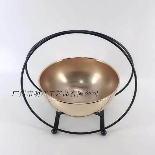 酒店婚庆道具金属黑架电镀锅插花摆台创意家居装饰品