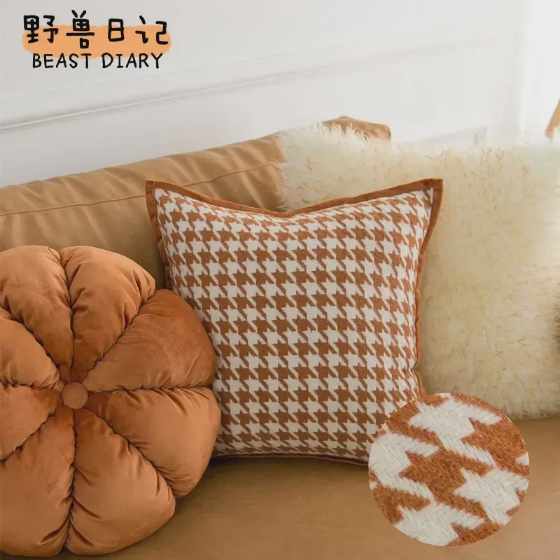 可爱靠枕高级感h南瓜色轻奢抱枕橙色沙发客厅床头靠垫复古蒲团飘