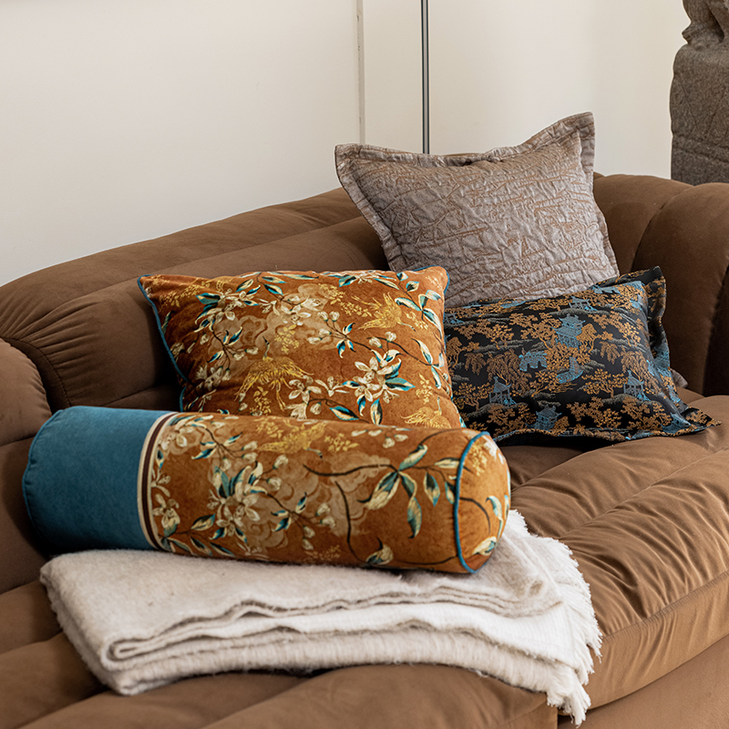 圆柱抱枕沙发客厅圆n枕中式扶手枕抱枕套不含芯靠垫高级感长条靠