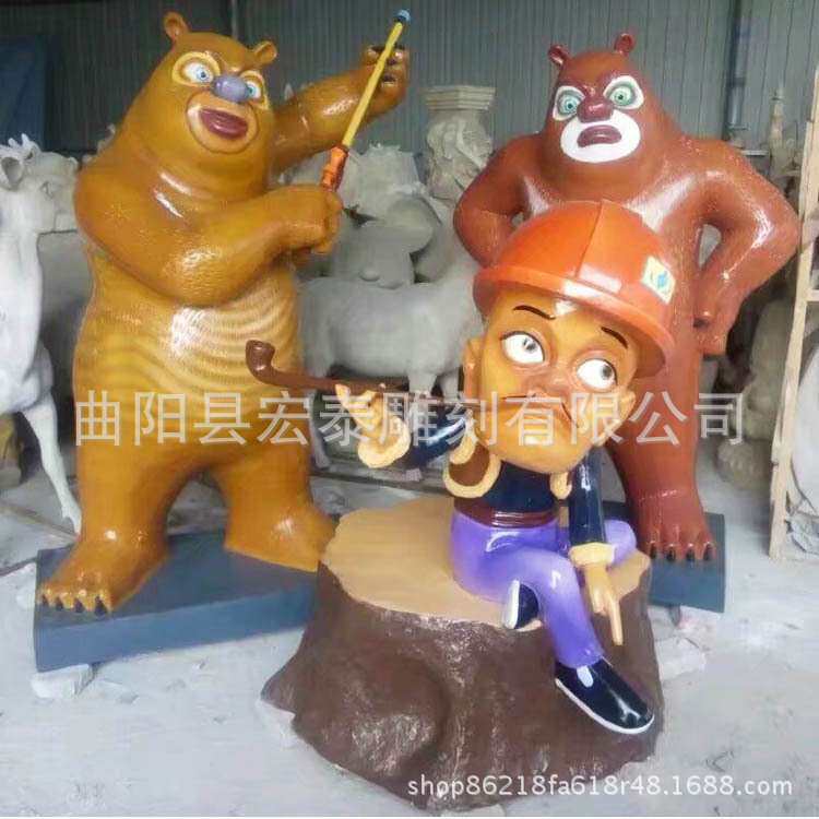 玻璃钢雕塑商场 彩绘卡通公仔玩偶卡通人雕塑摆件动物造型